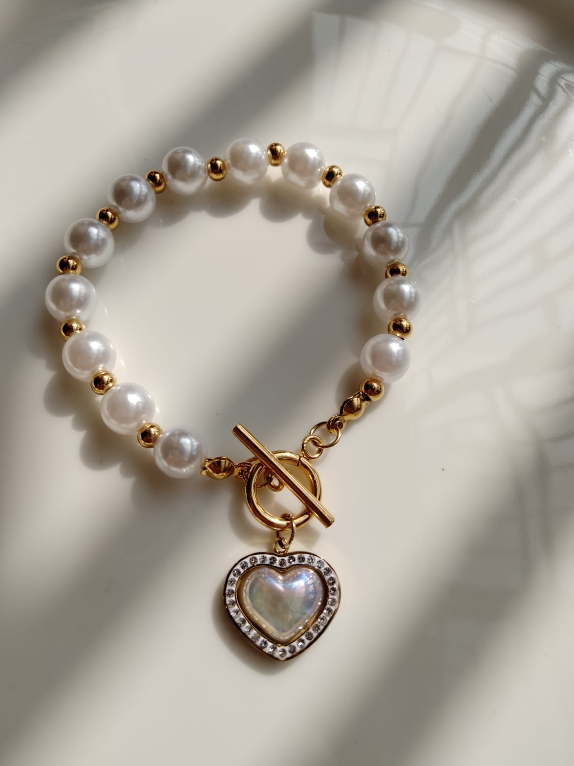 Pearl Heart Chain Bracelet