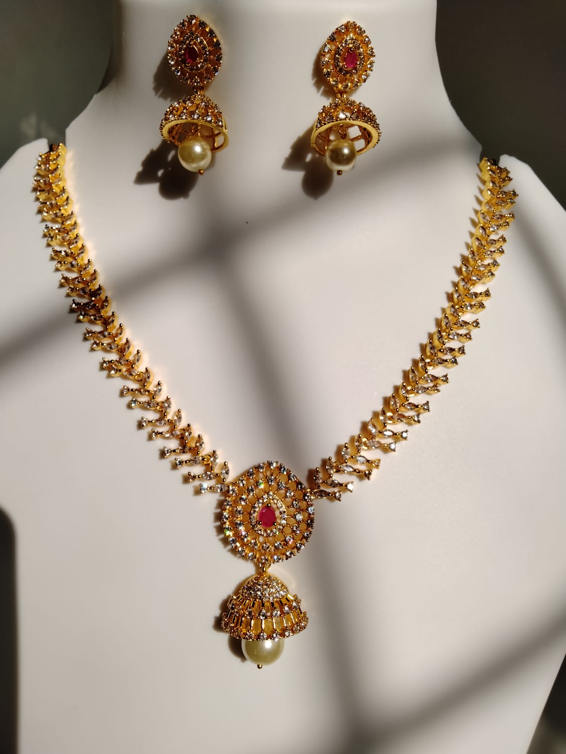 Precious CZ Party Wear with Jhumka Pendant